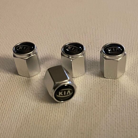 Kia valve stem caps in silver set of 4 NWT - Picture 3 of 4